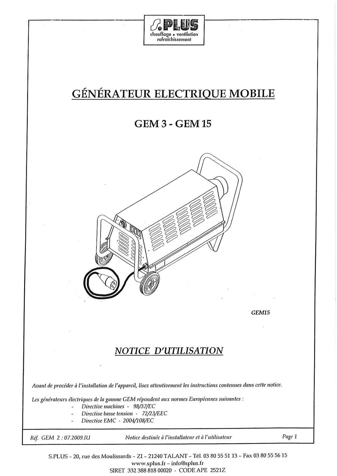 S.PLUS GEM 3 User Manual