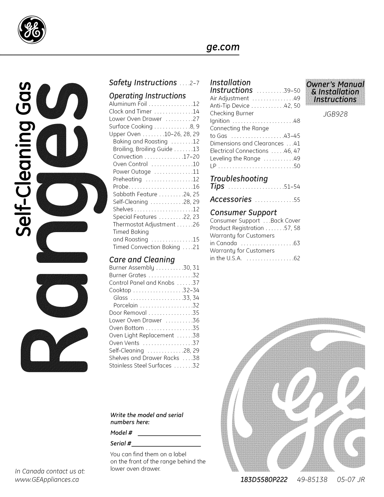 GE PGB928TEM2WW, PGB928TEM1WW, PGB928SEM2SS, PGB928SEM1SS, JGB928TEK6WW Owner’s Manual - ManualMachine.com