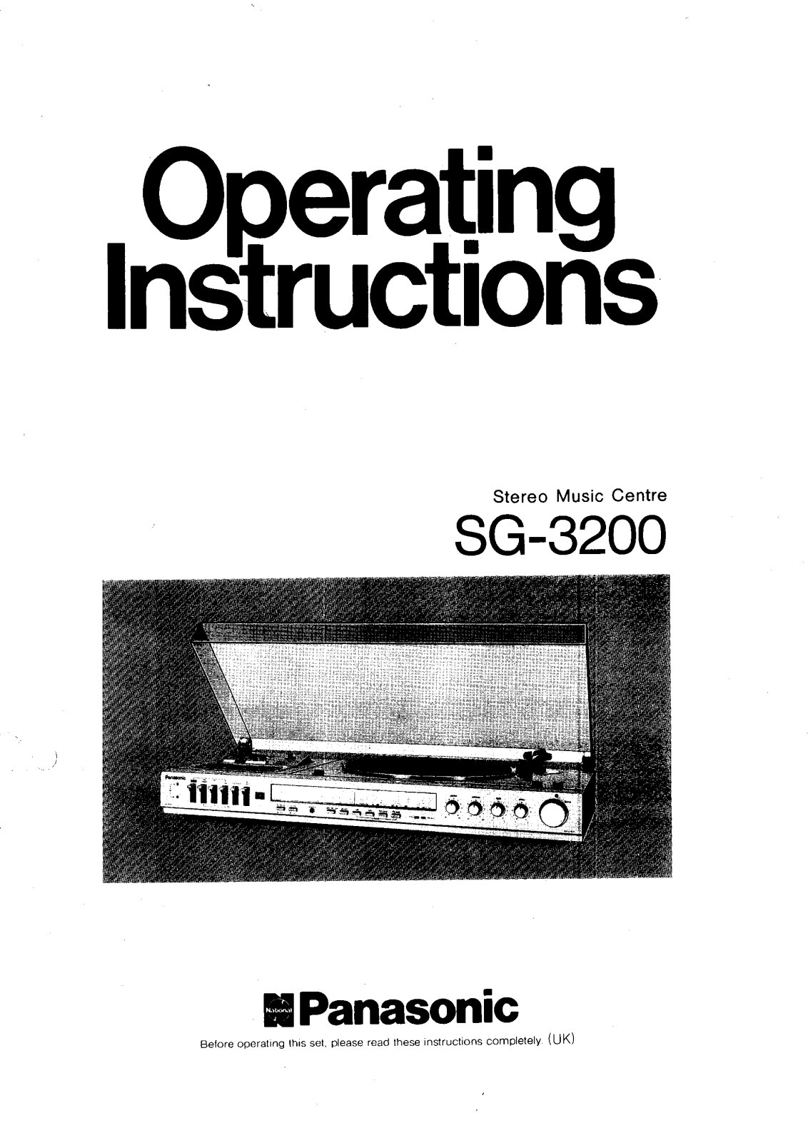 Panasonic SG-3200 User Manual