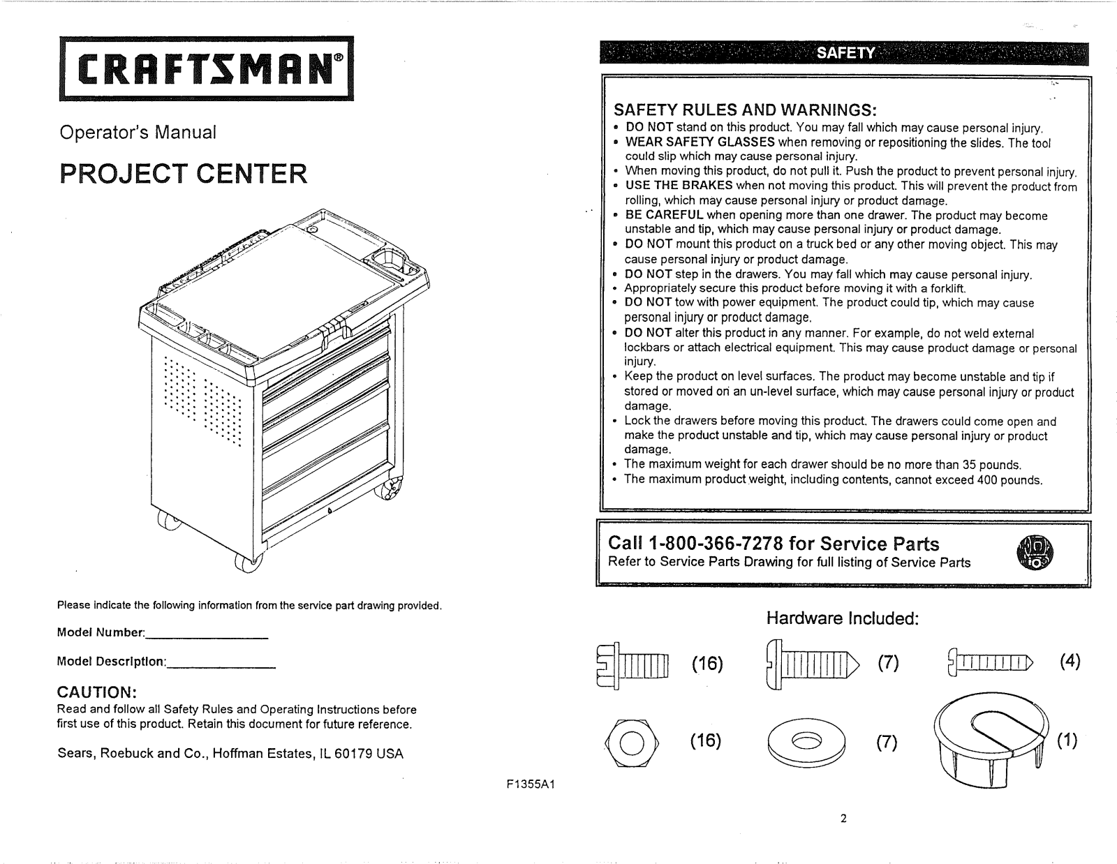 Craftsman 706594960 Owner’s Manual