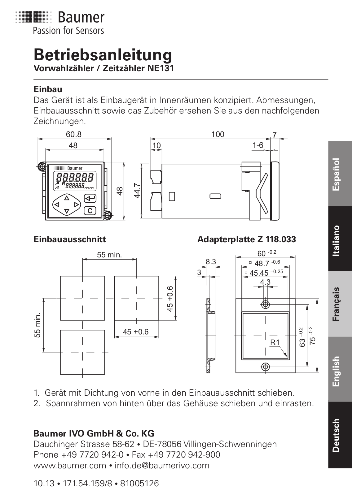 Baumer NE131 User Manual