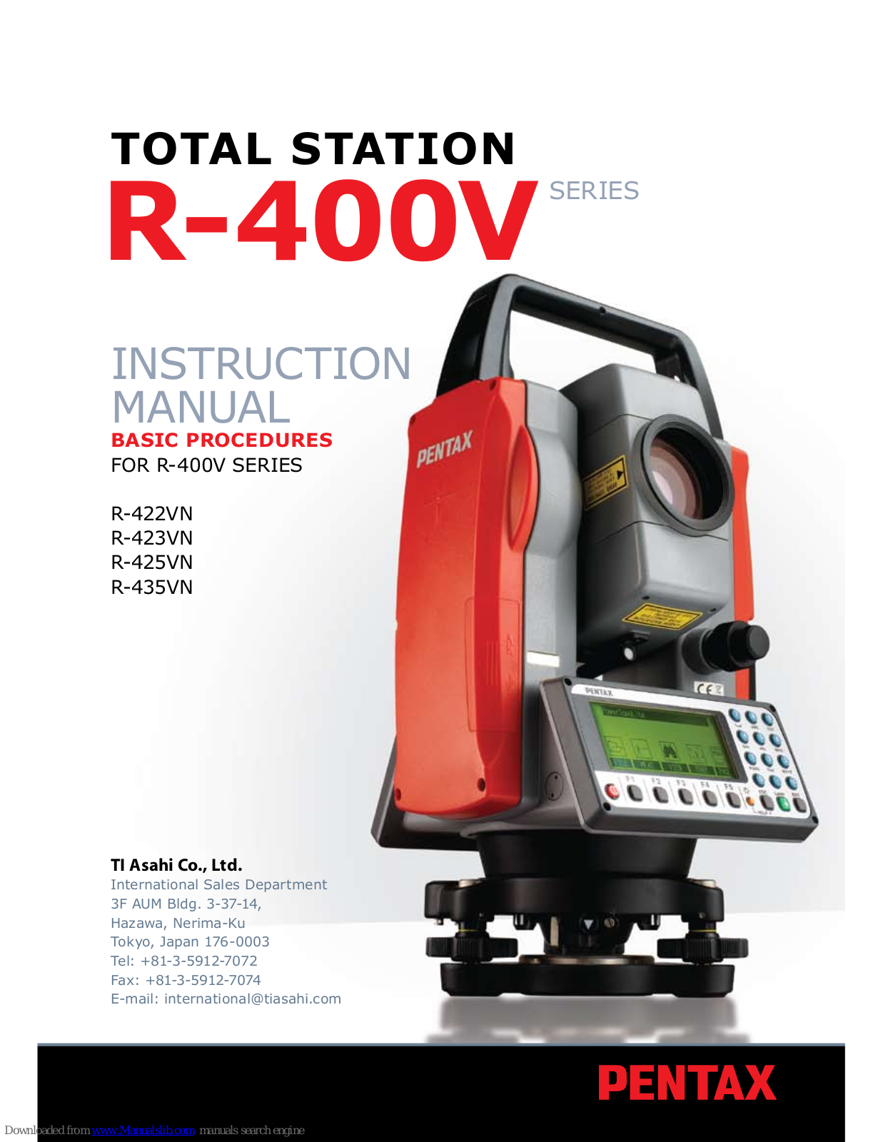 Pentax R-422VN, R-435VN, R-425VN, R-423VN Instruction Manual