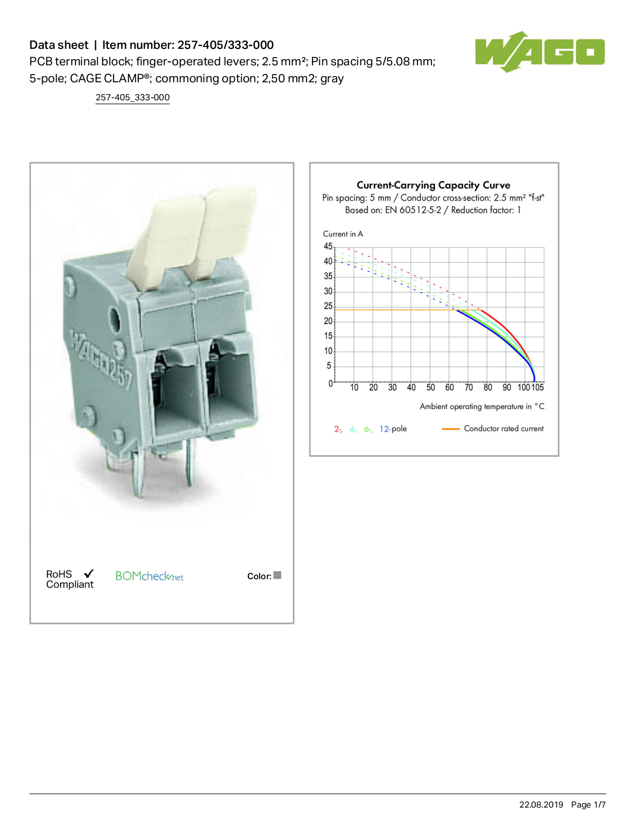 Wago 257-405/333-000 Data Sheet