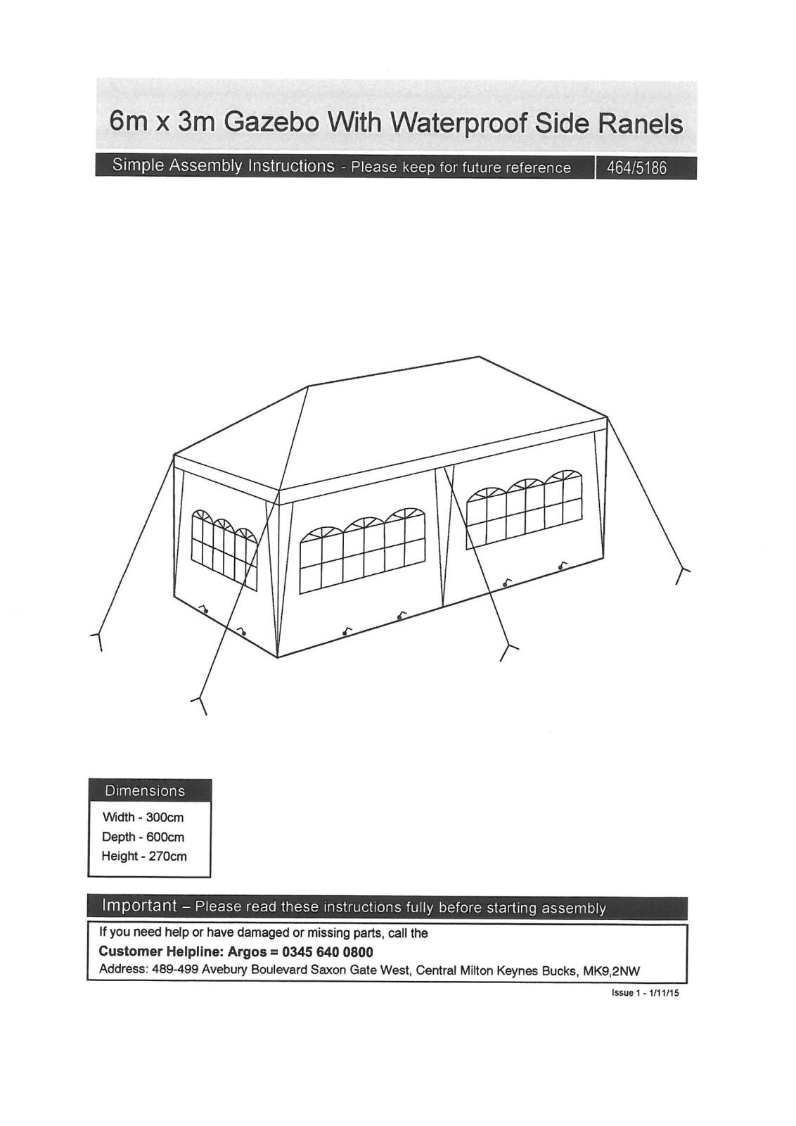 Argos 4645186 ASSEMBLY INSTRUCTIONS