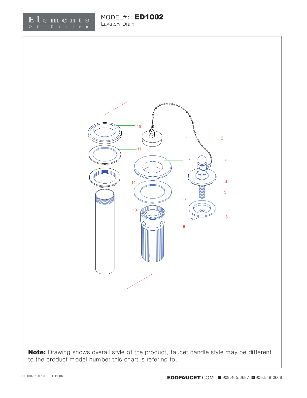Elements of Design EDE2565 Service Parts - ManualMachine.com