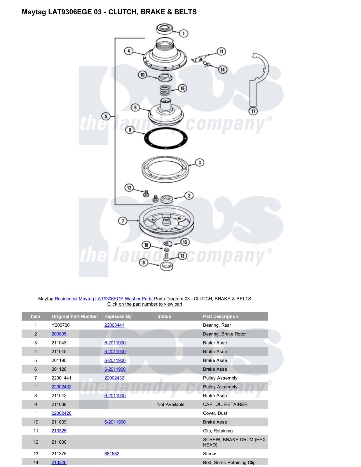 Maytag LAT9306EGE Parts Diagram