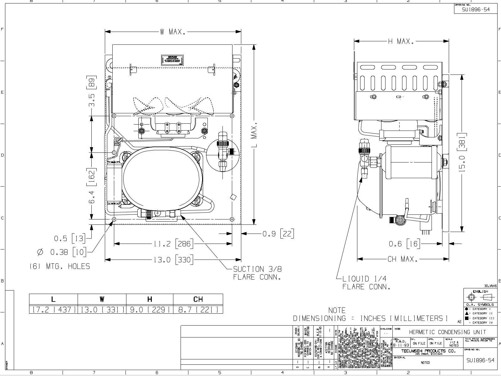 Tecumseh AEA4430AXAXB, AEA4430YXCXB Drawing Data