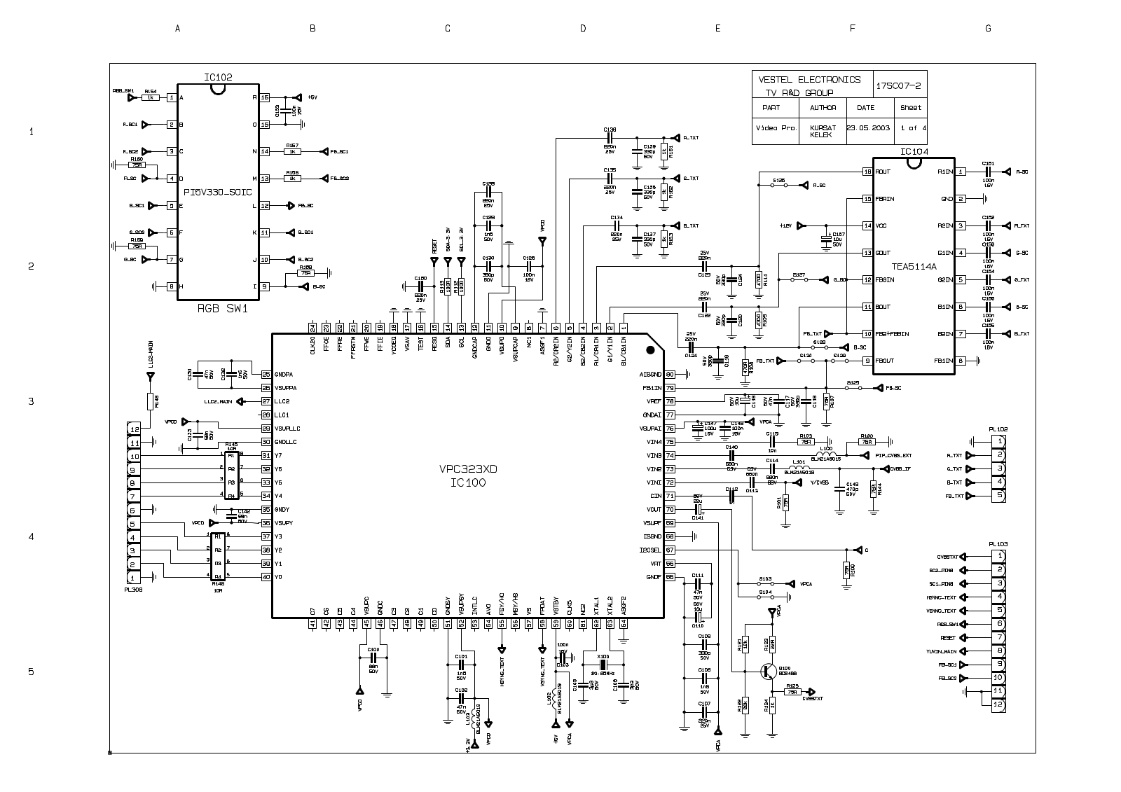 VESTEL DIR60, TFT 20 Schematics video prossescor