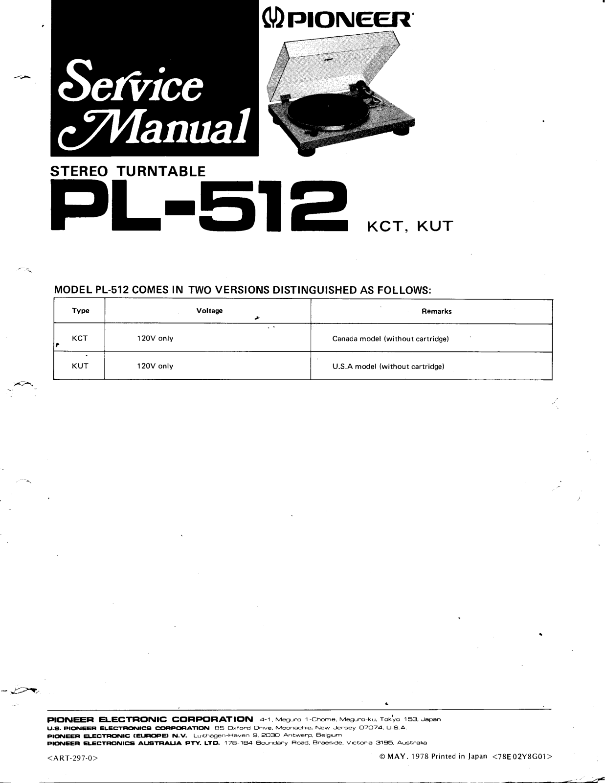 Pioneer PL-512 Service Manual