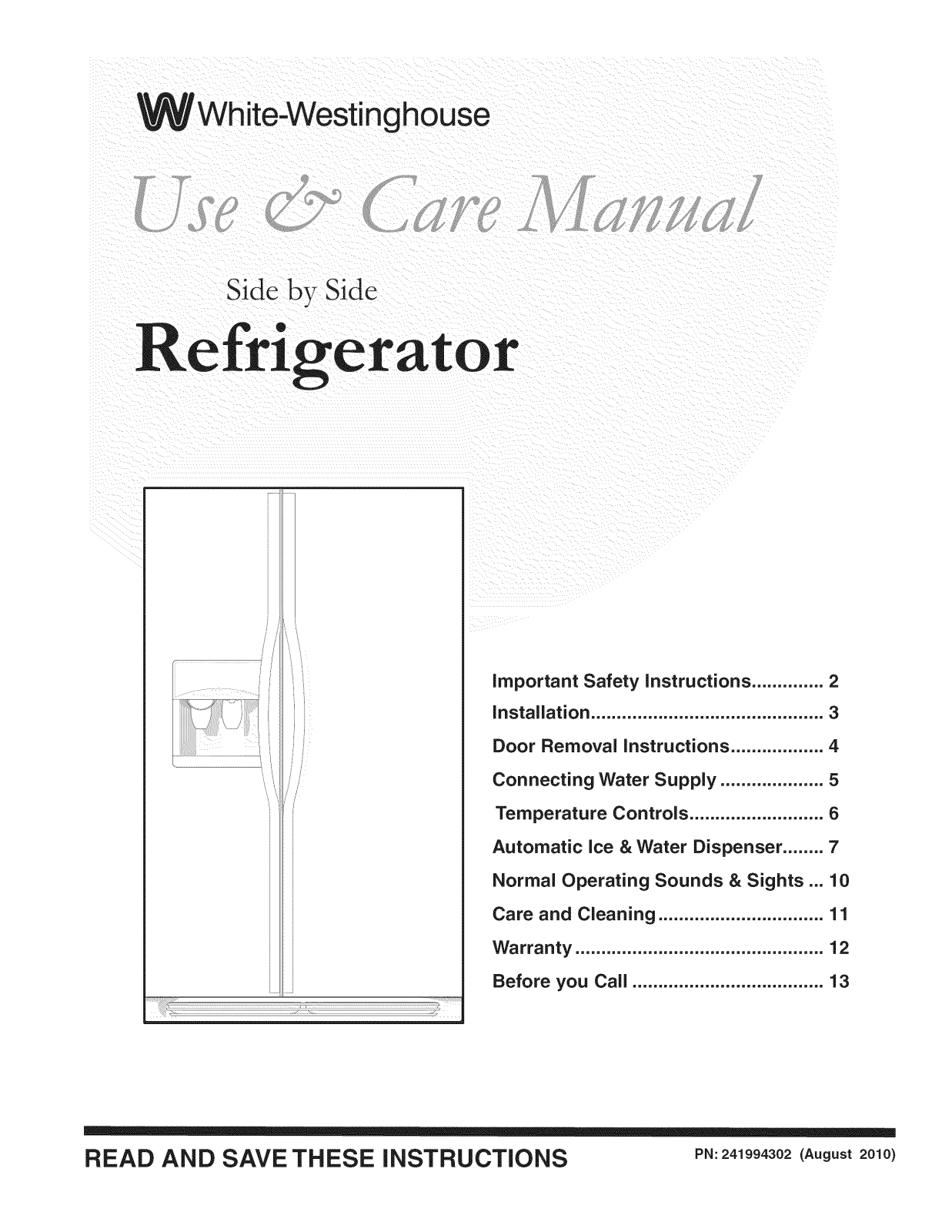 White-Westinghouse WWSS2601NE1, WWSS2601KW8, WWSS2601KW7, WWSS2601KW6, WWSS2601KW5 Owner’s Manual