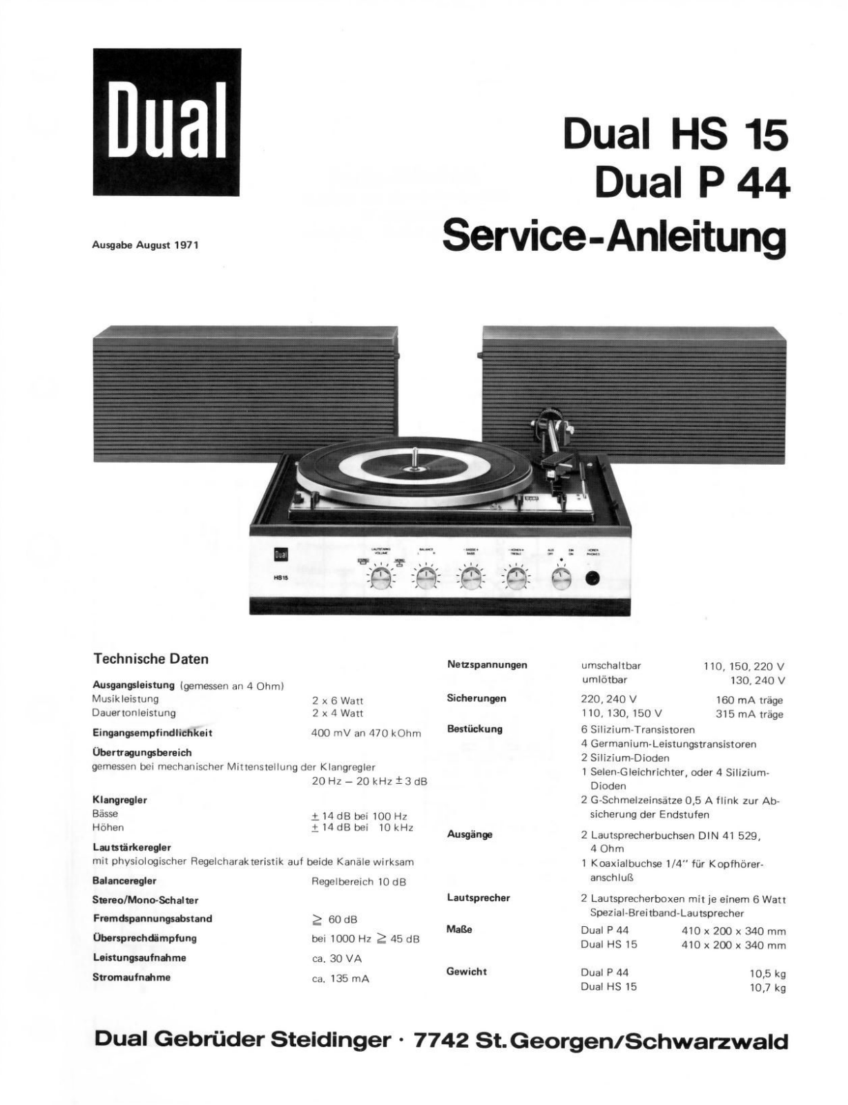 Dual HS-15 Service manual