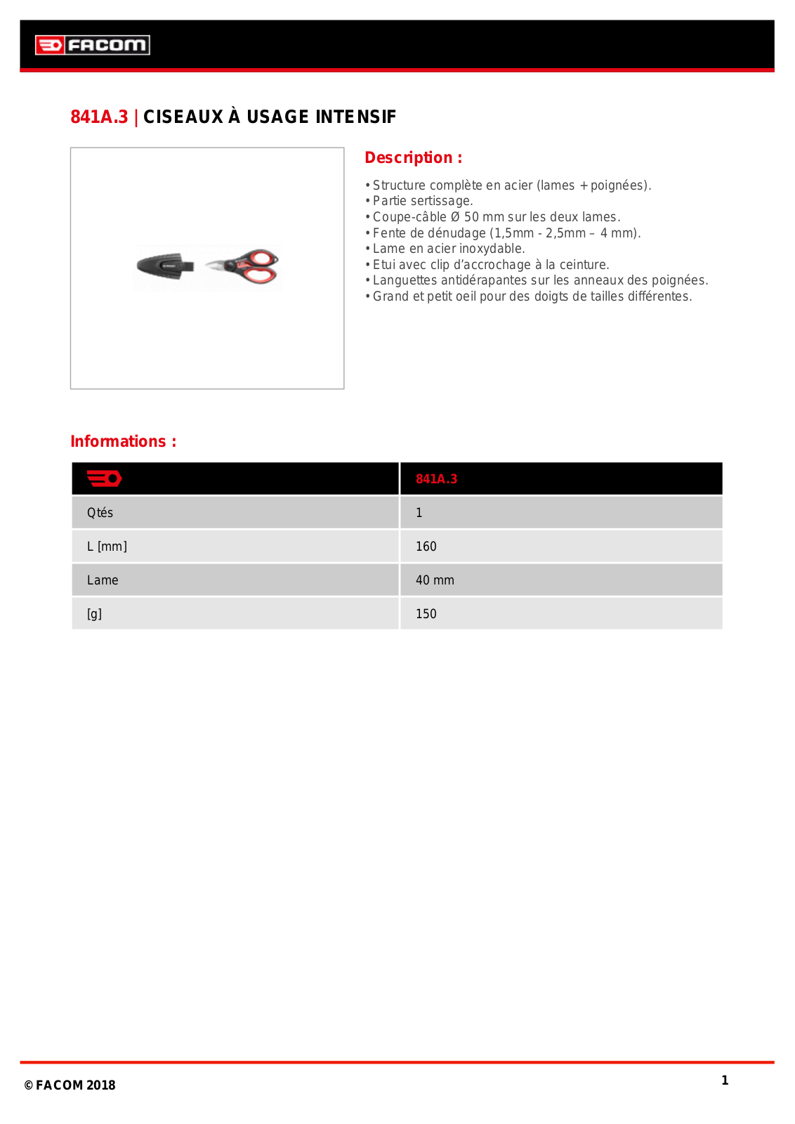Facom 841A.3PB Specification