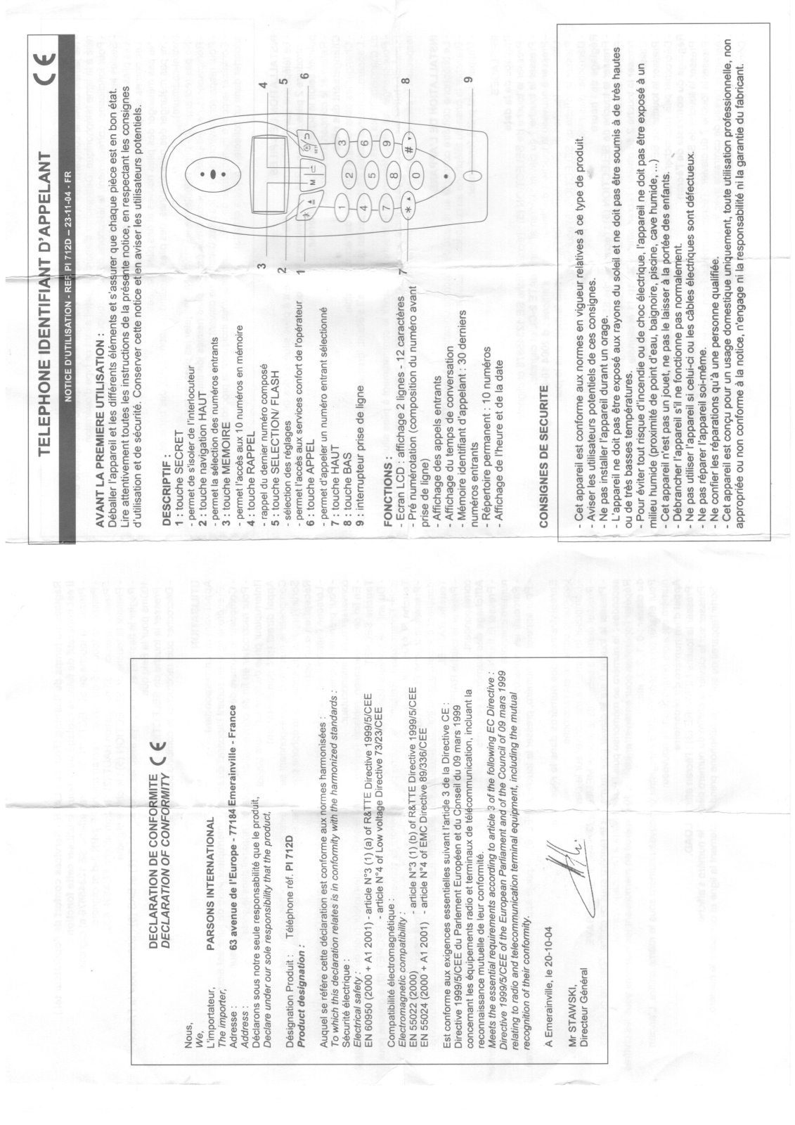 PARSONS PI 712D User Manual