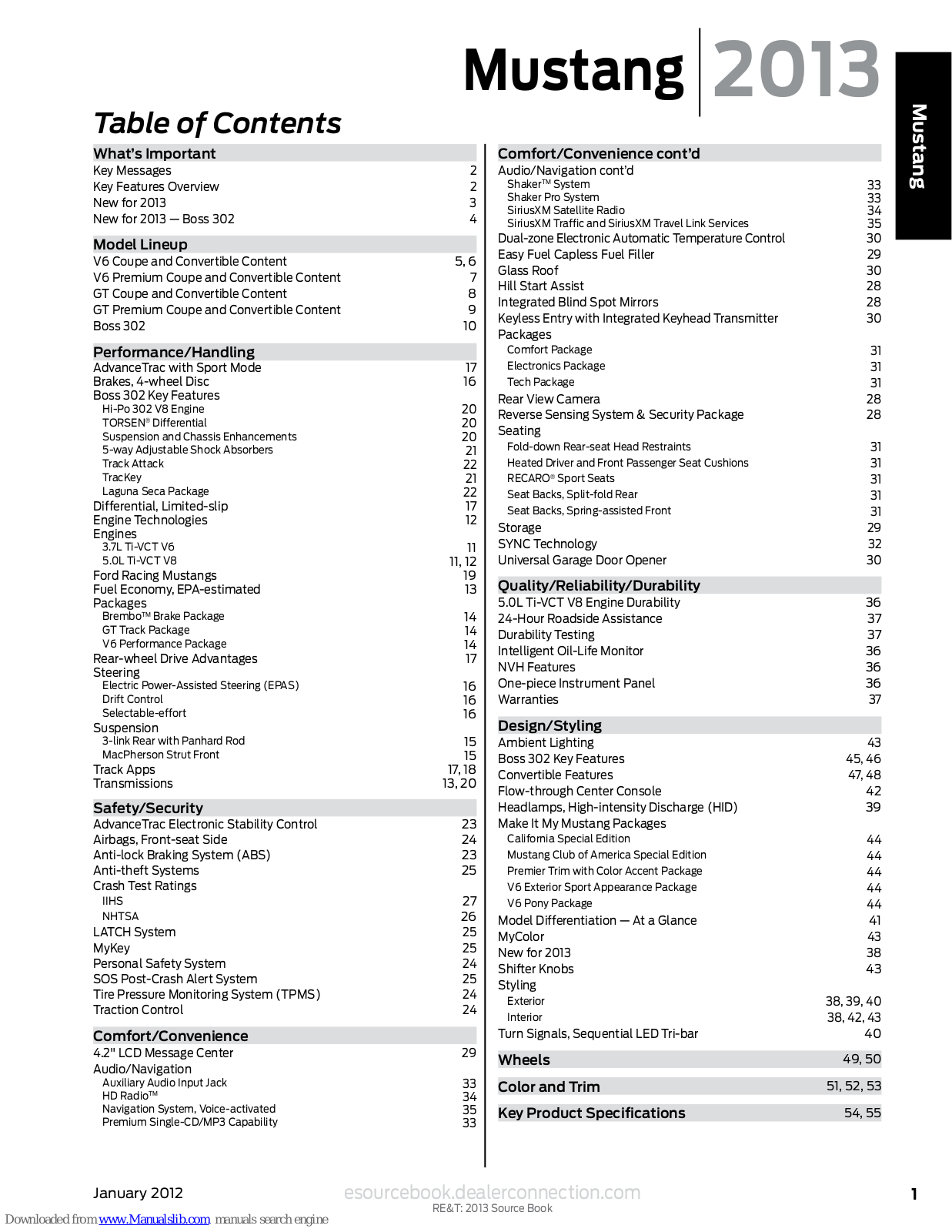 Ford 2013, Mustang 2013 User Manual