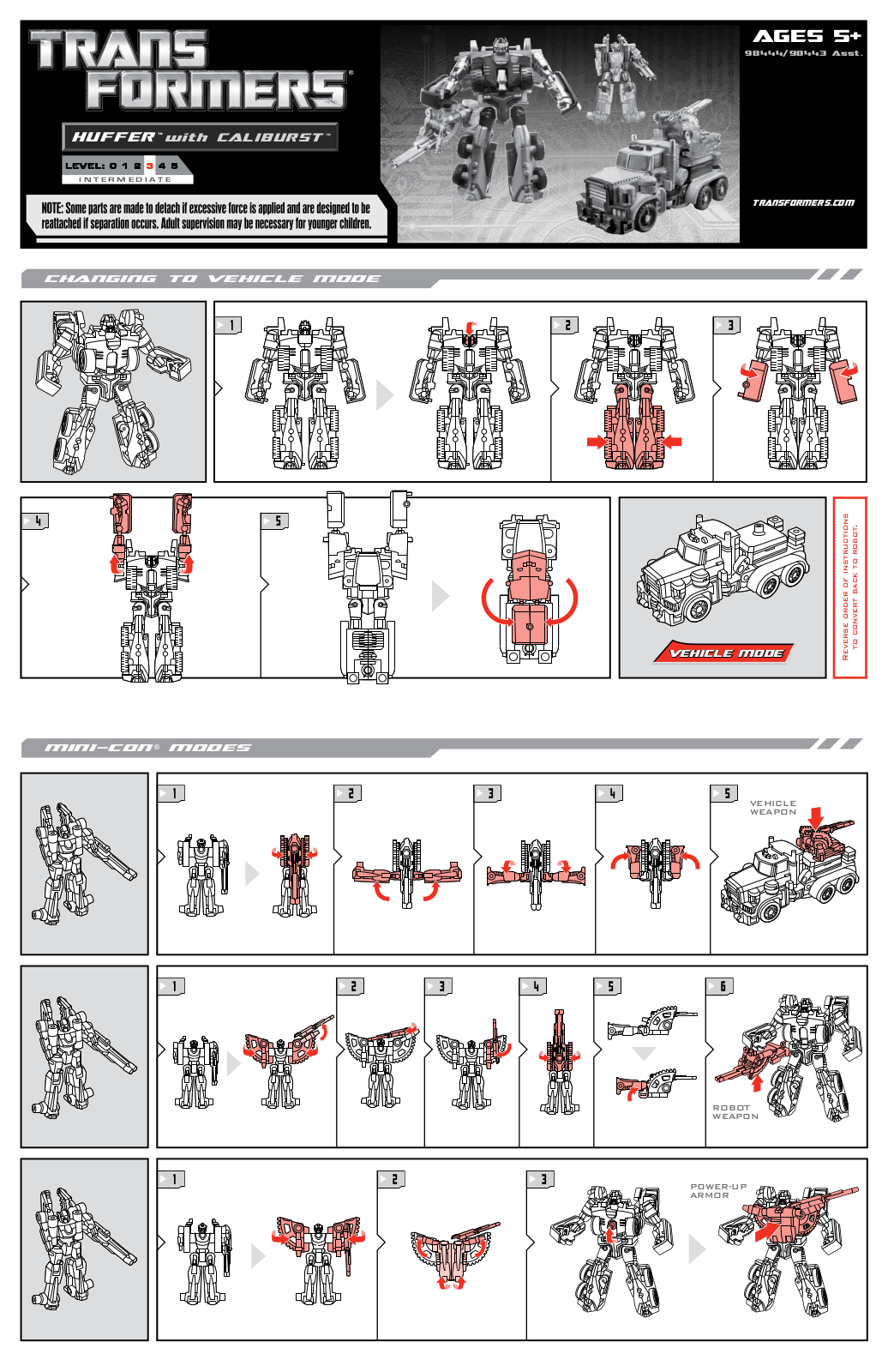 HASBRO Transformers Huffer with Caliburst User Manual