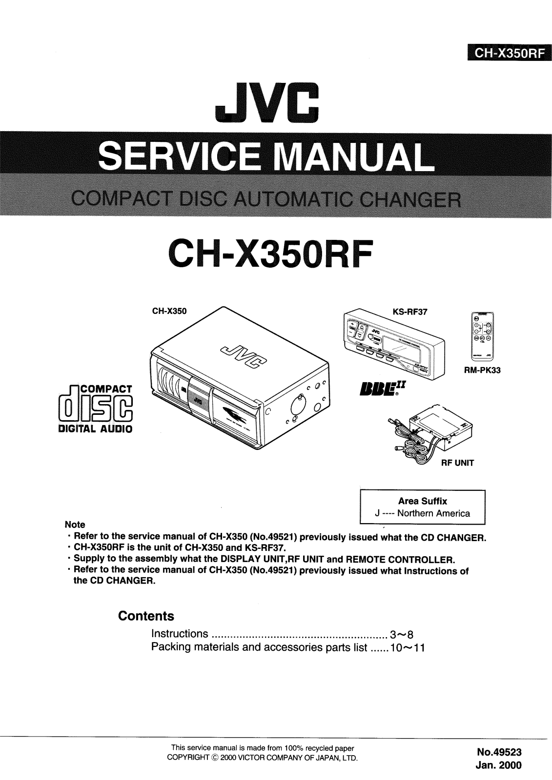 JVC CH-X350RFJ Service Manual