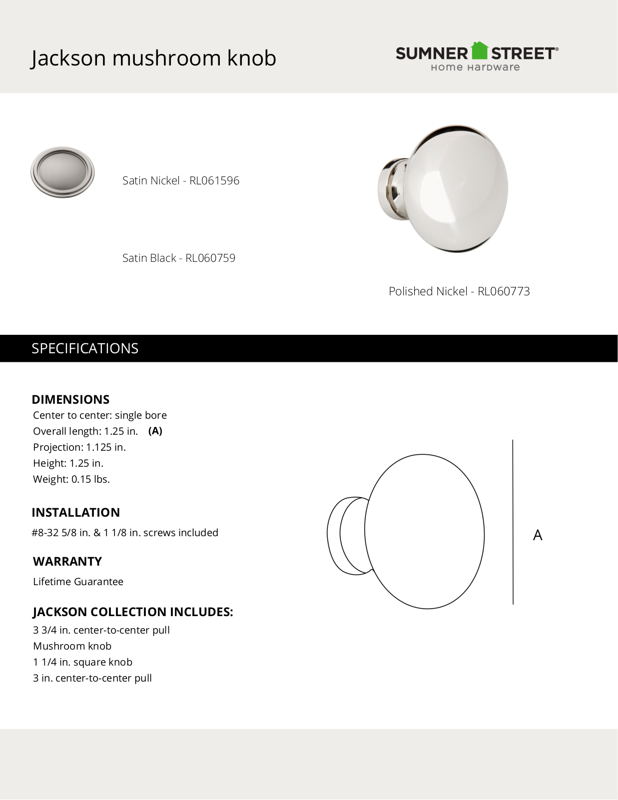 Sumner Street Home Hardware CTHD1056 Specifications - ManualMachine.com