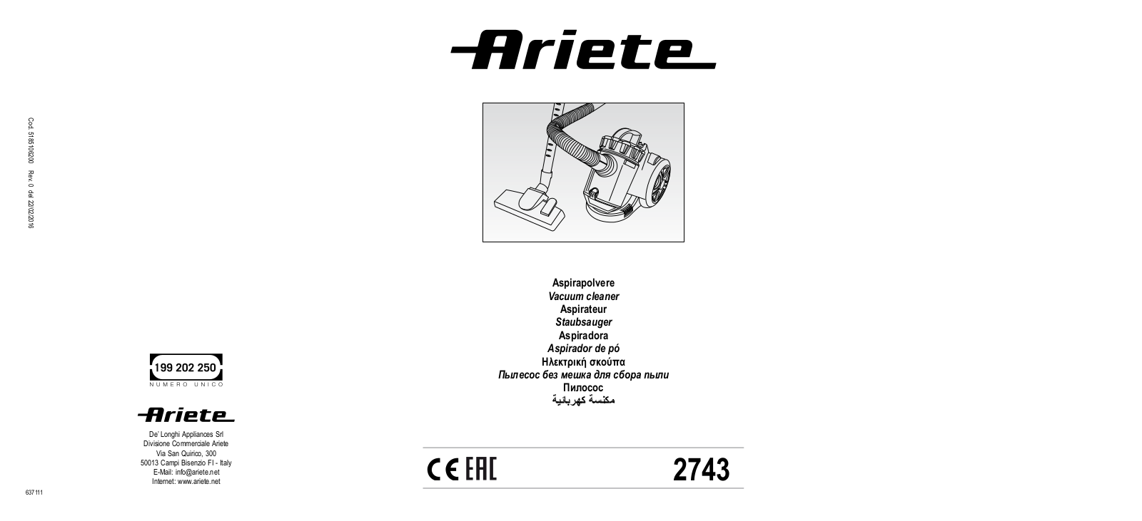 Ariete 2743 User Manual