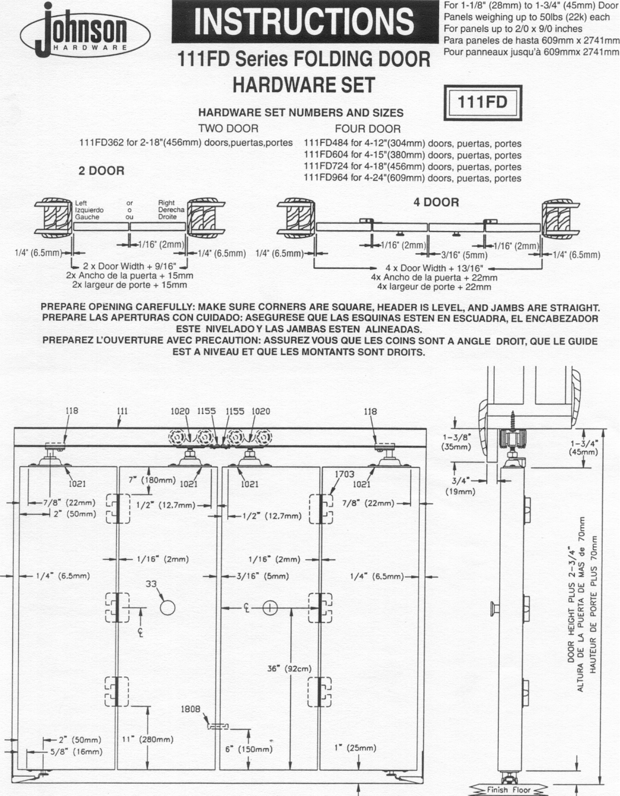 Johnson Hardware 111FD User Manual