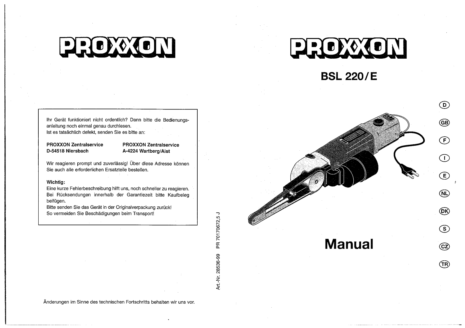 Proxxon BSL 220 E User guide