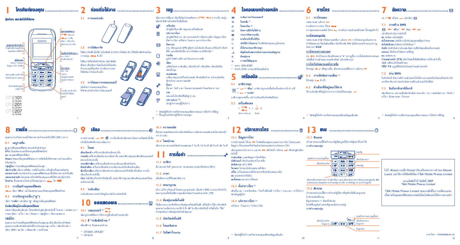 Alcatel OT-E101A, OT-E201A, OT-E207A User Manual