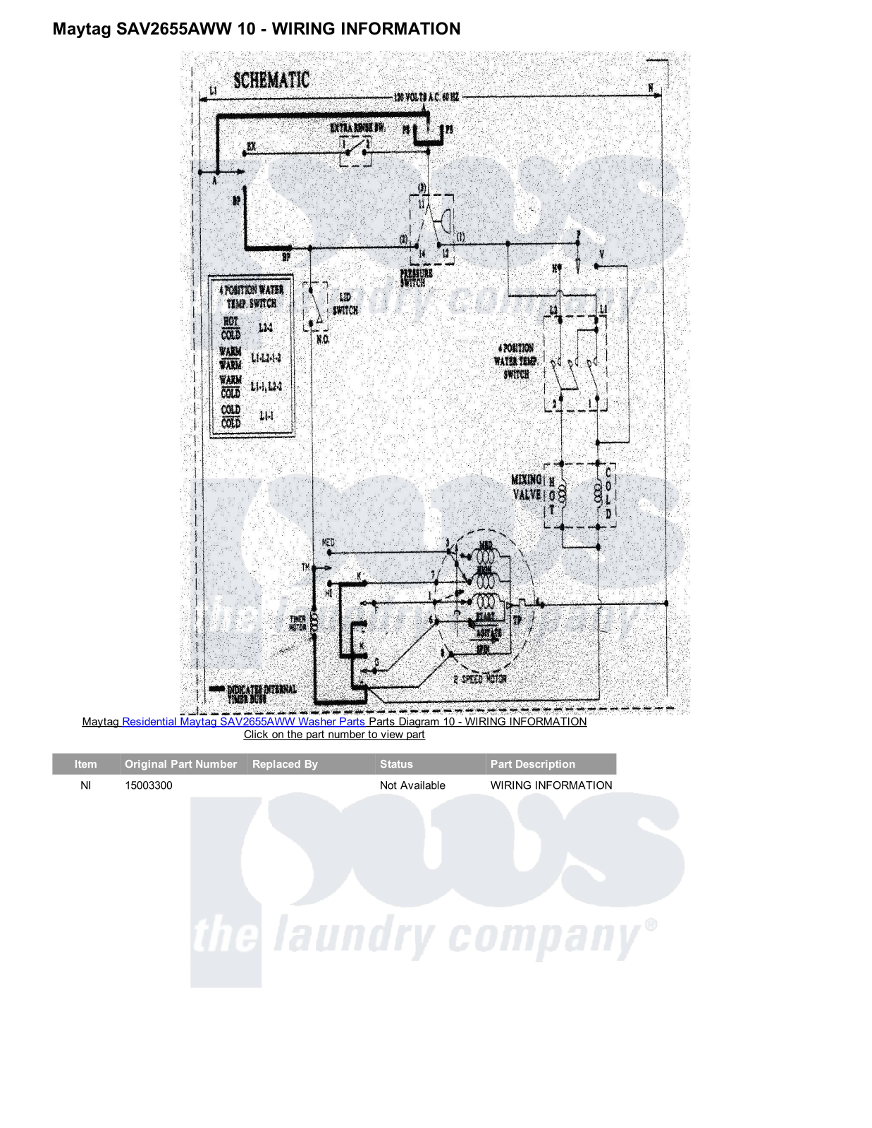 Maytag SAV2655AWW Parts Diagram