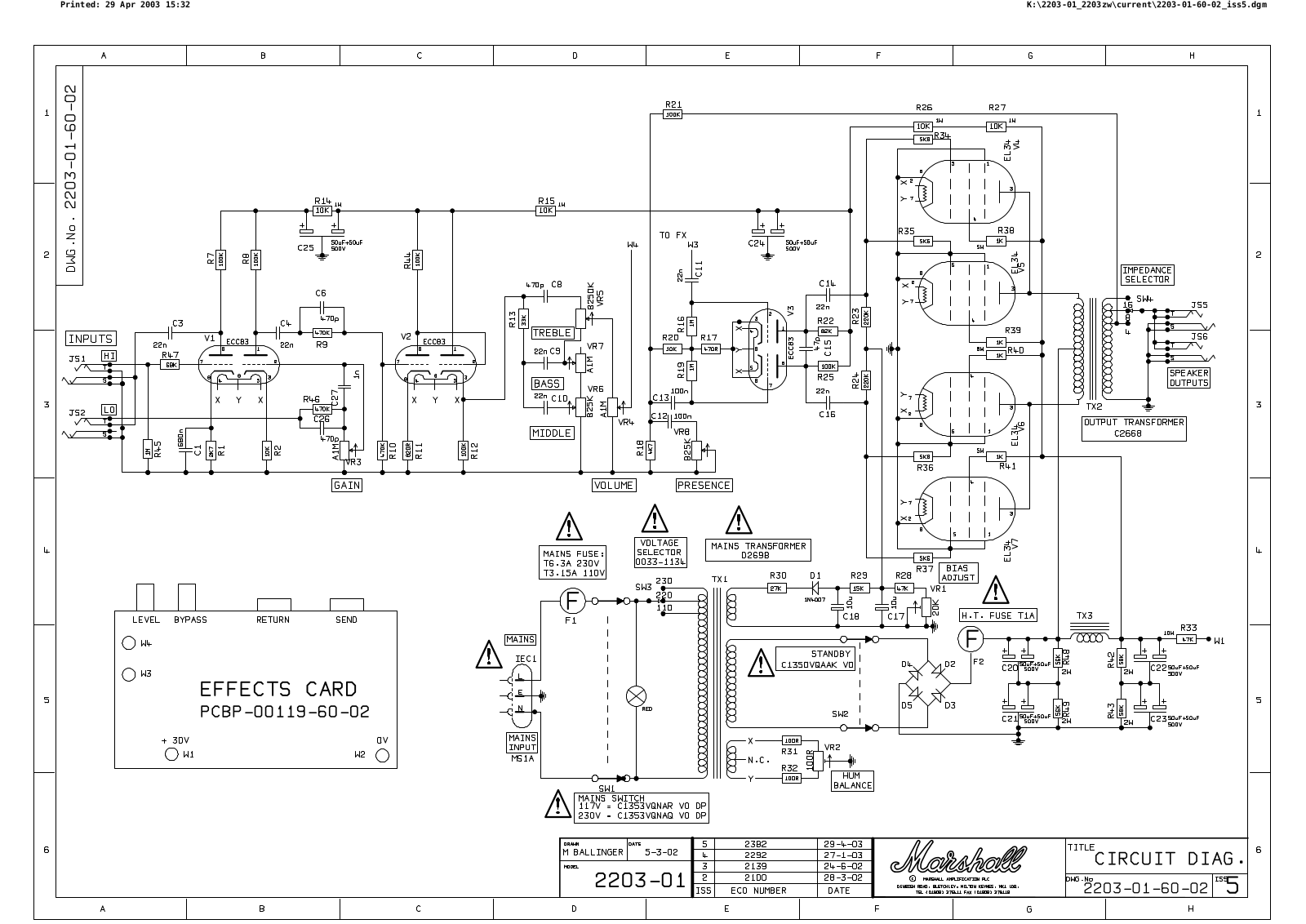 Marshall 2203 Schematic