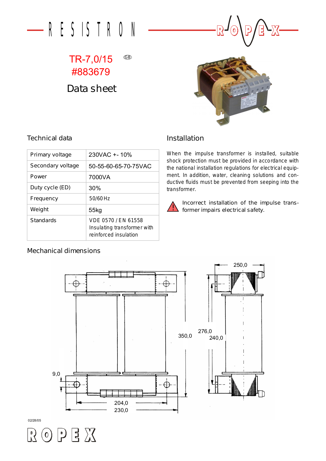 ROPEX TR-7 0-15 technology data