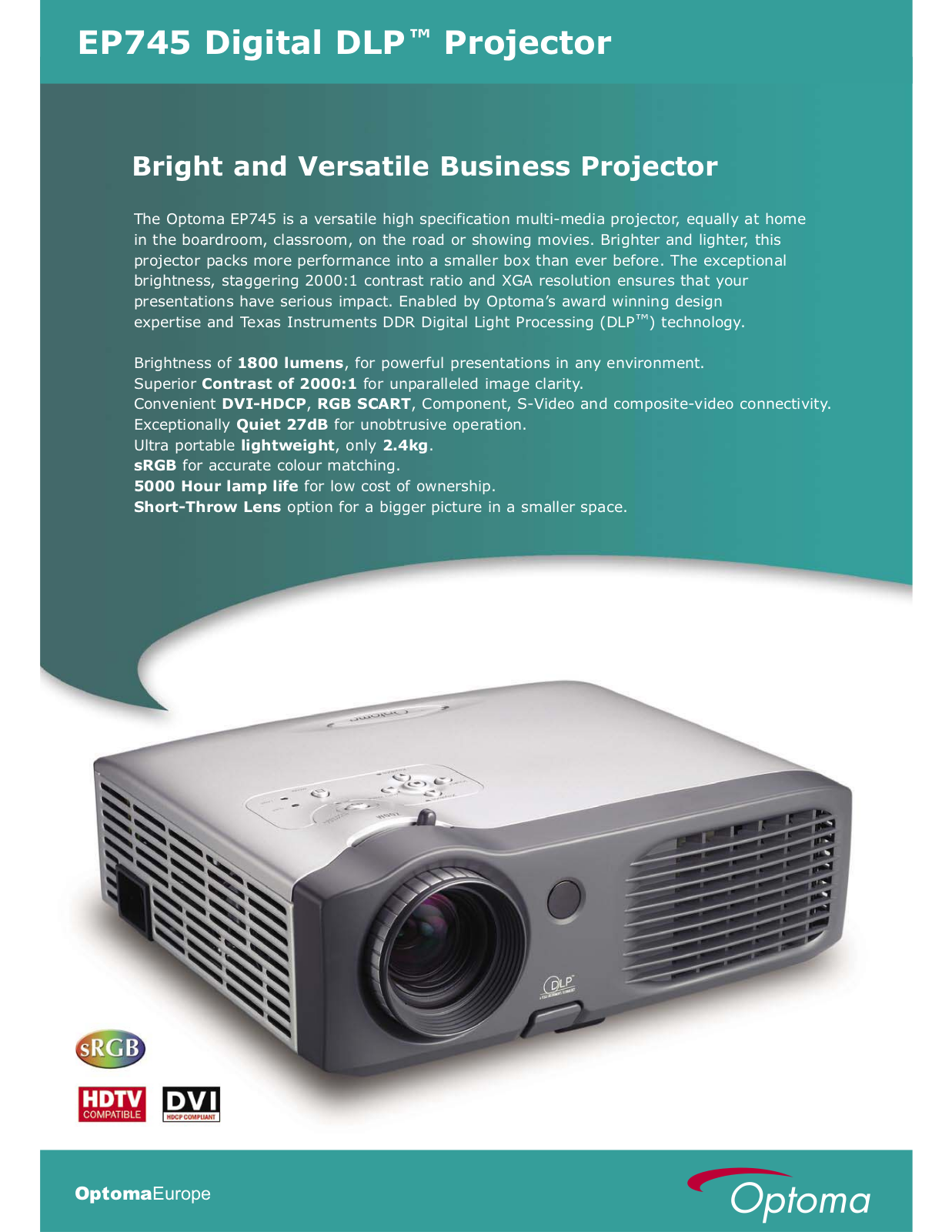 Optoma EzPro 745 Product Sheet