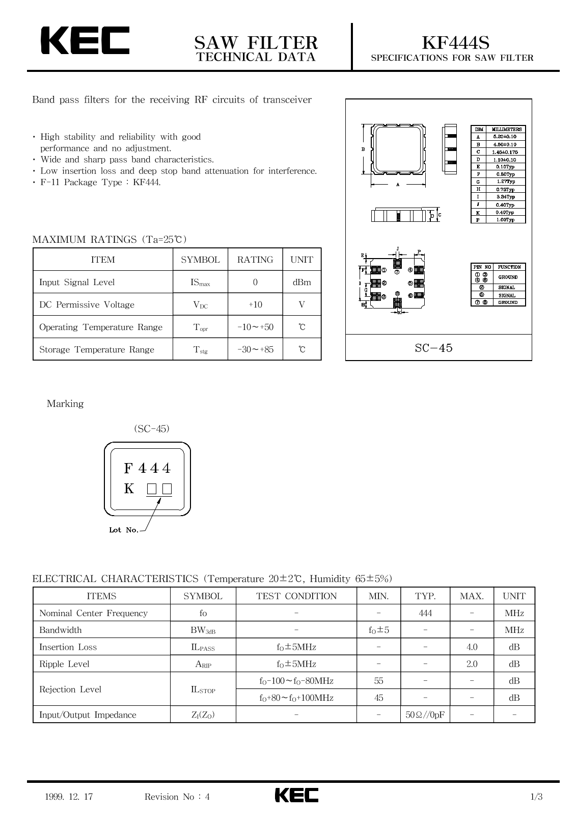 KEC KF444S Datasheet