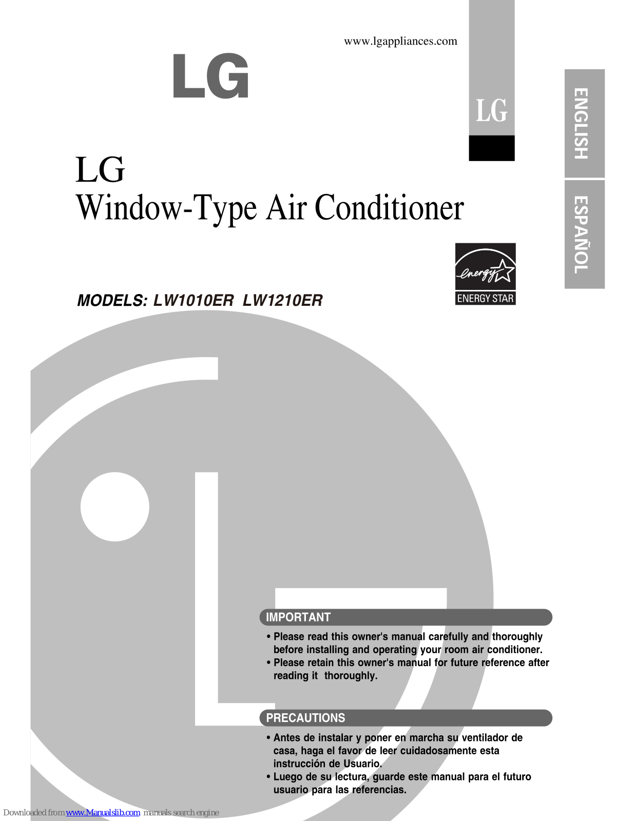 LG LW1011ER, LW1210ER, LW8010ER User Manual