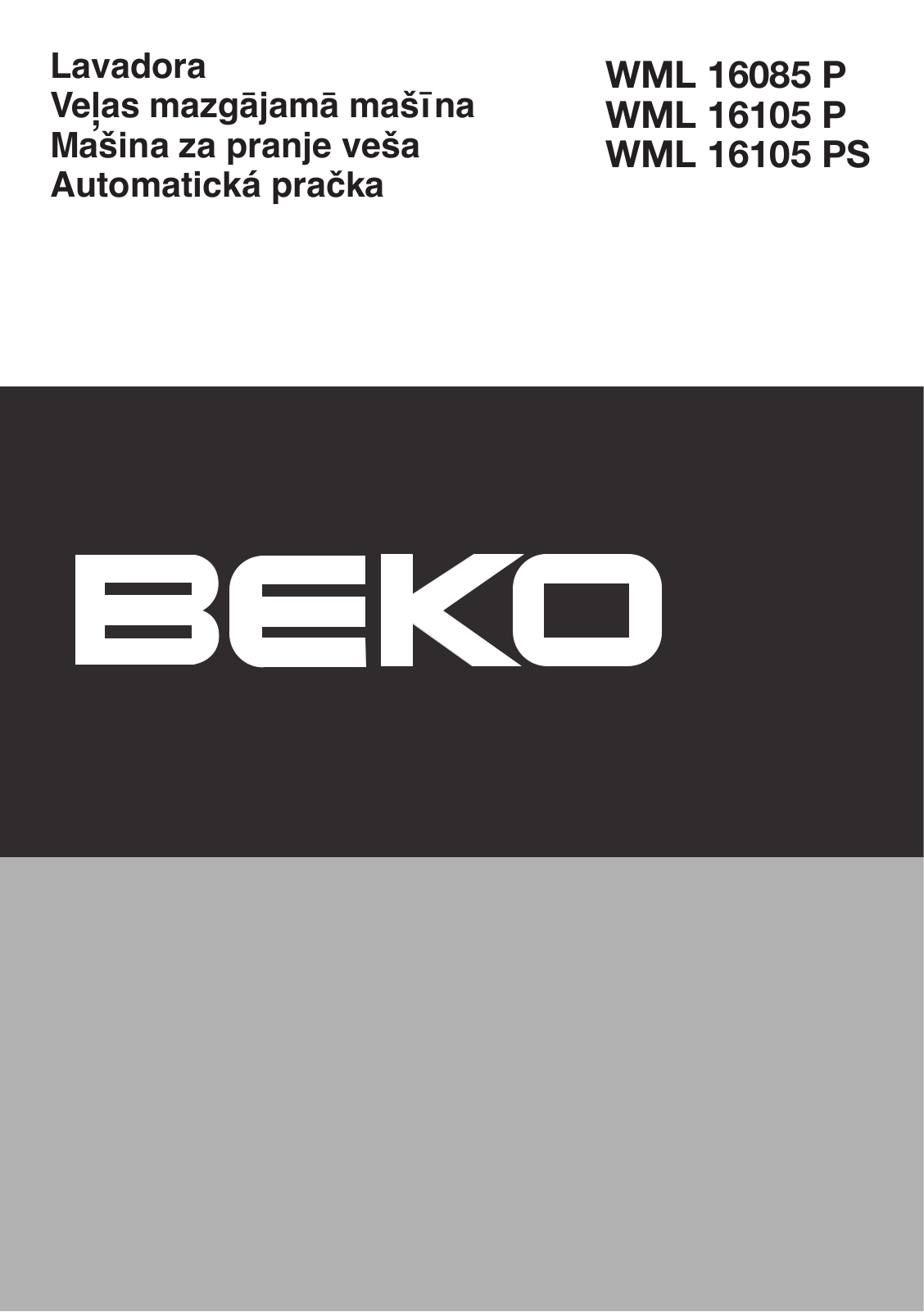 Beko WML 16105 PS, WML 16105 P, WML 16085 P User Manual