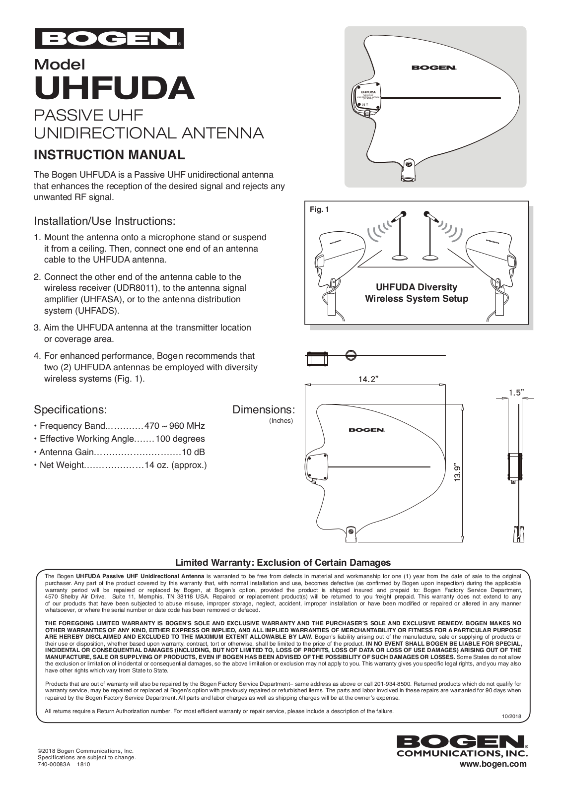 Bogen UHFUDA User's Guide