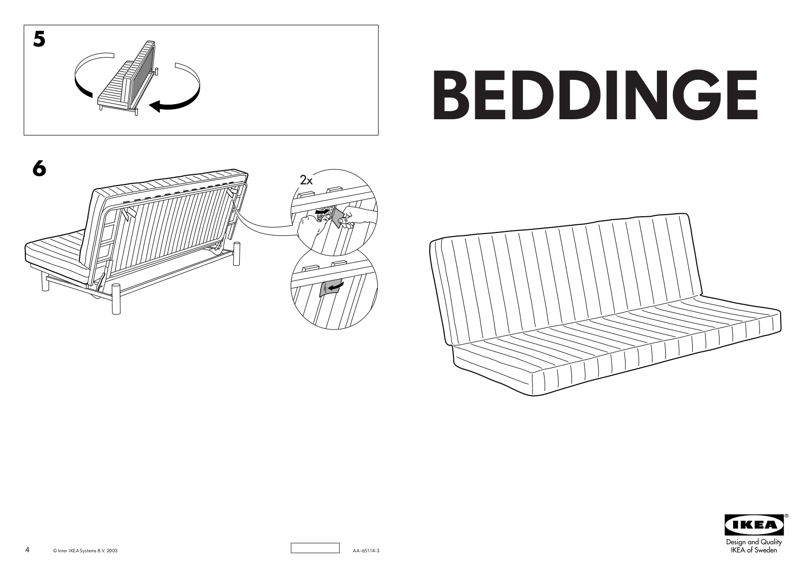 IKEA BEDDINGE RESMO MATTRESS 55X79, BEDDINGE HÃVET MATTRESS 55X79, BEDDINGE LÃVÃS MATTRESS 55X79 Assembly Instruction