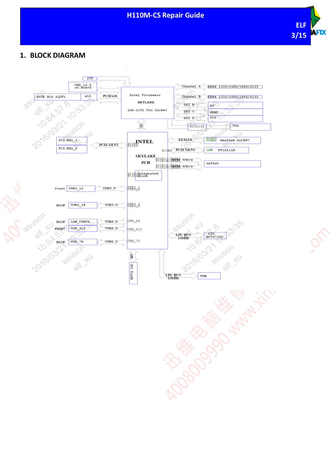 Asus H110M-CS Repair Guide