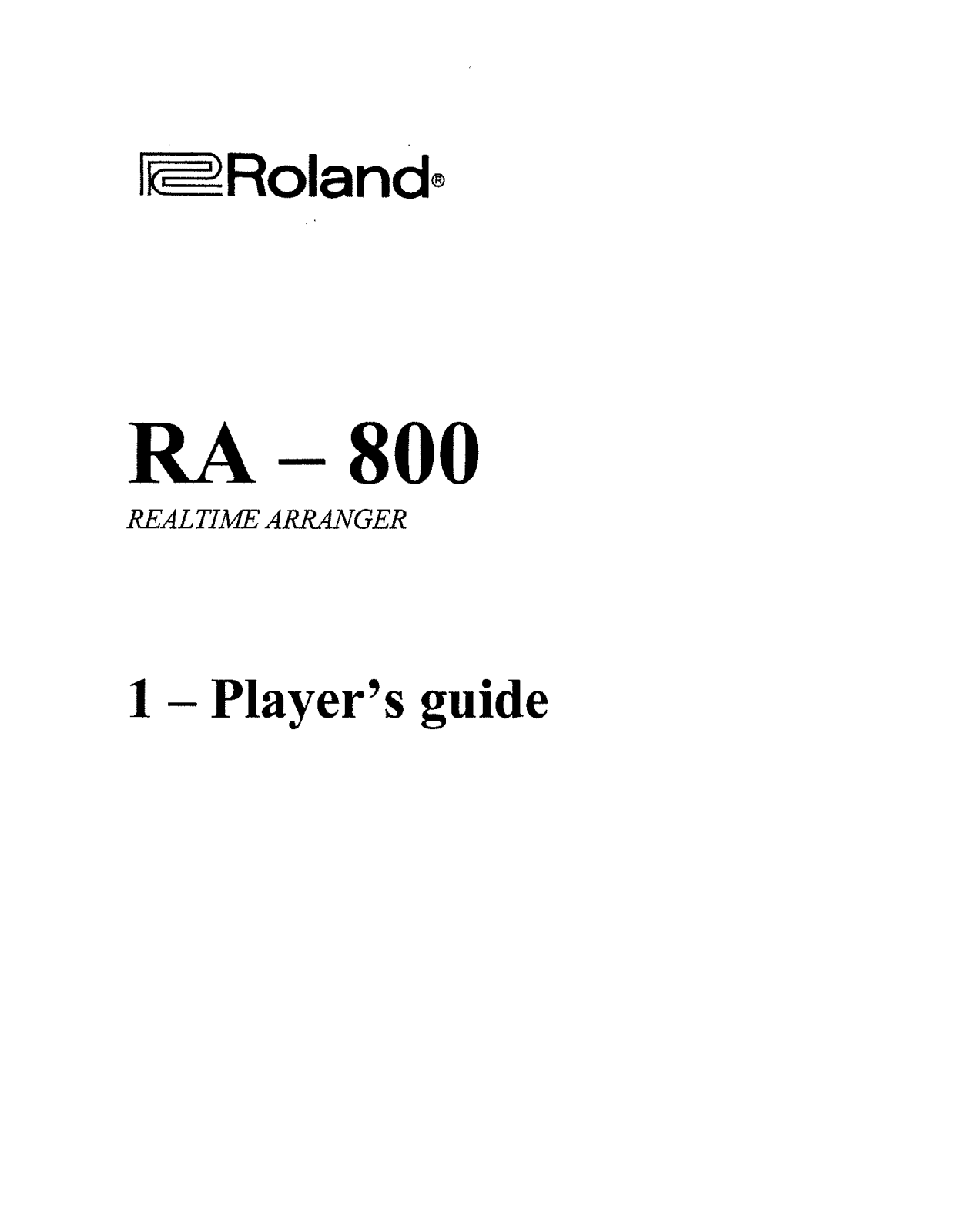 Roland RA-800 User Manual