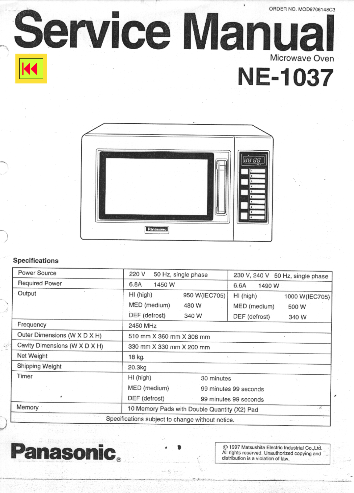 Panasonic NE-1037 User Manual