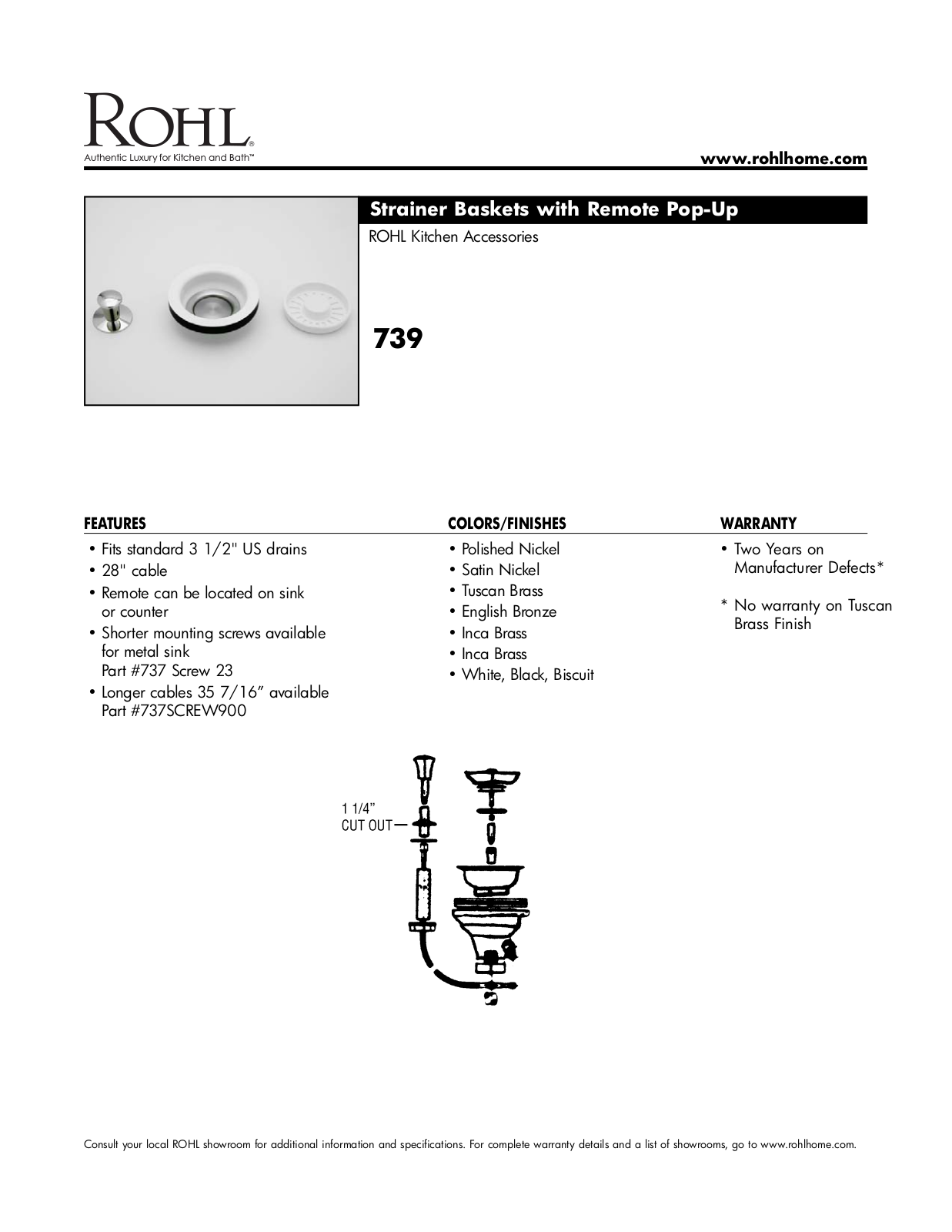 Rohl 739PN User Manual