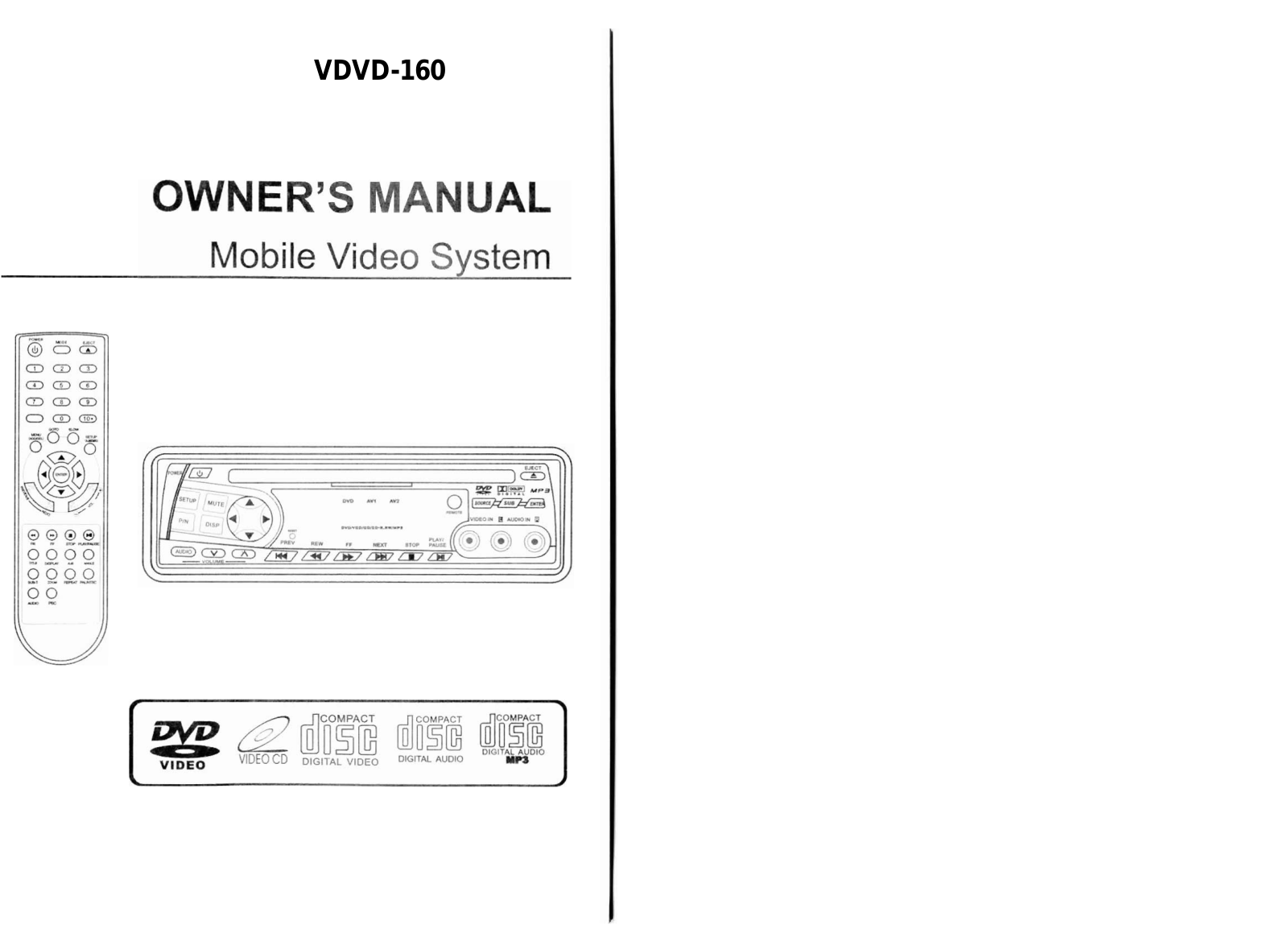 Soundstream VDVD-160 Owner's Manual