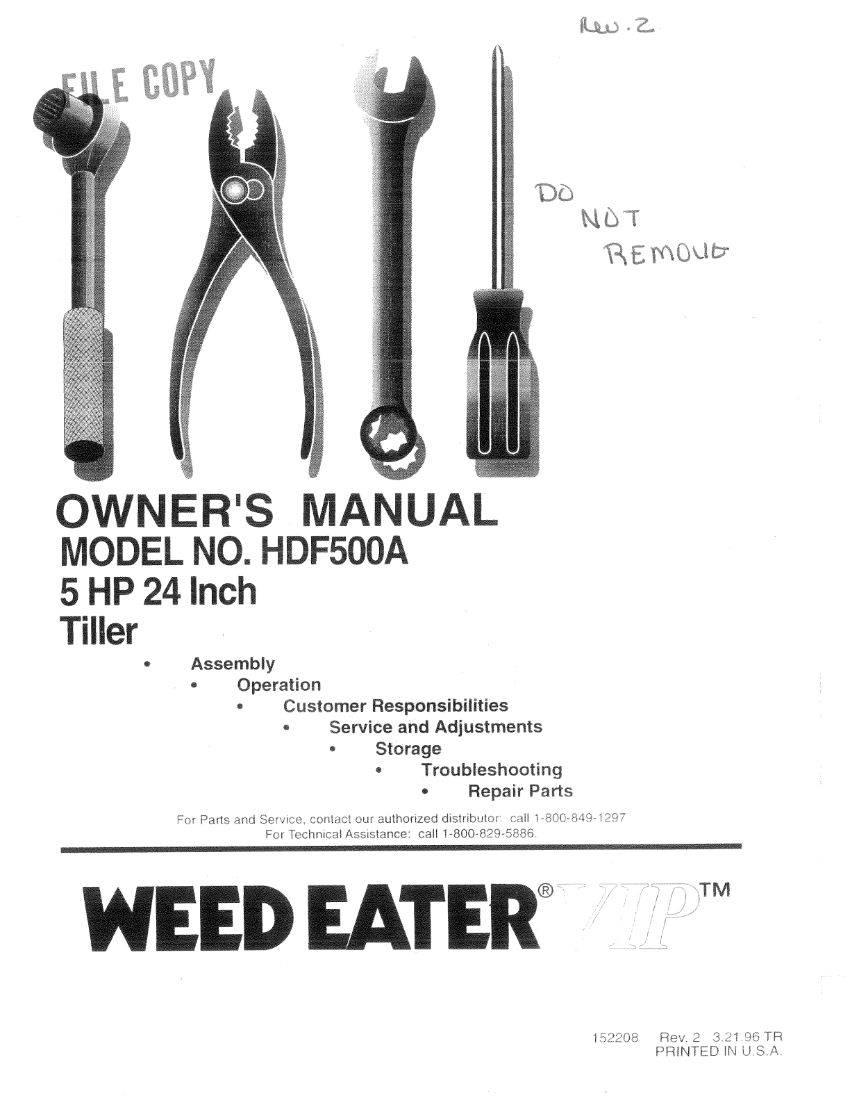 Weed Eater HDF50A User Manual