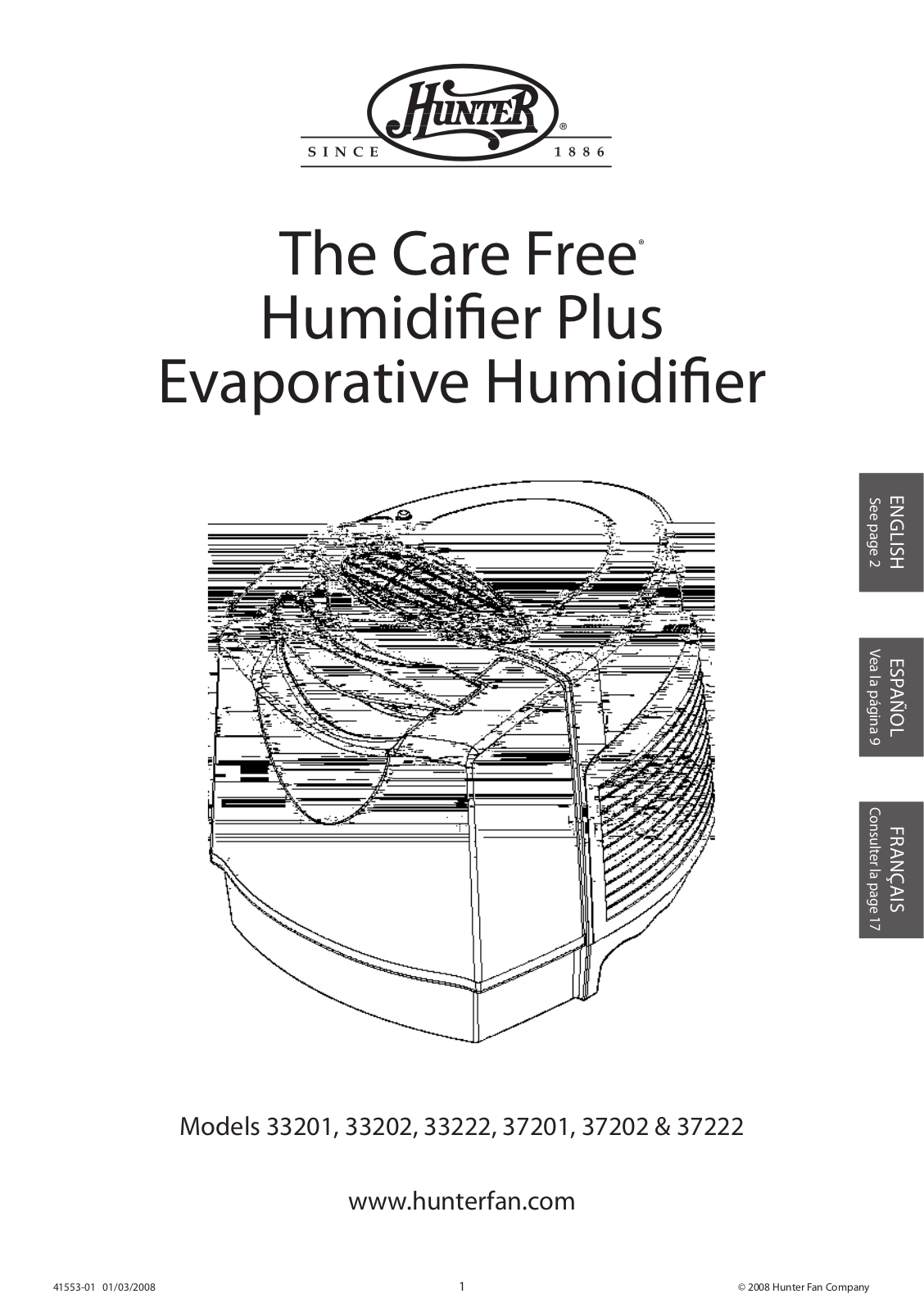 Hunter Fan 37201, 37222, 33222, 37202 User Manual