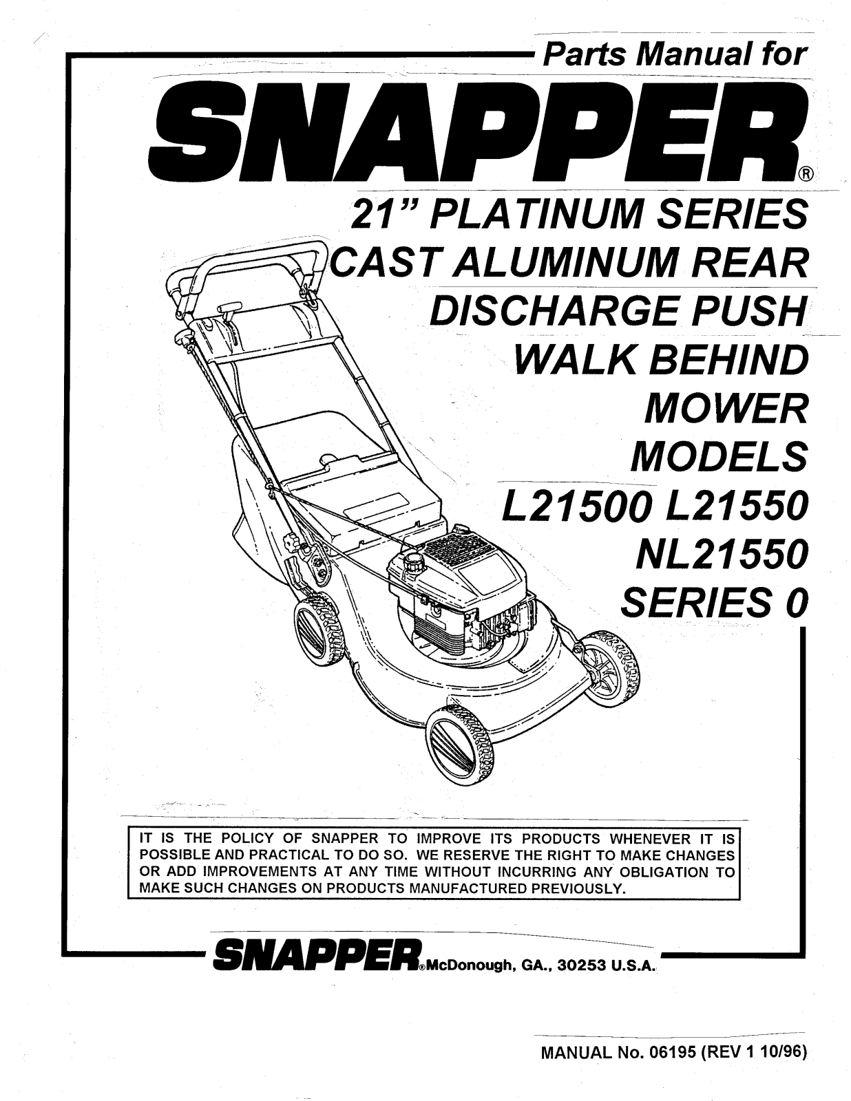 Snapper L21550, L21500 User Manual