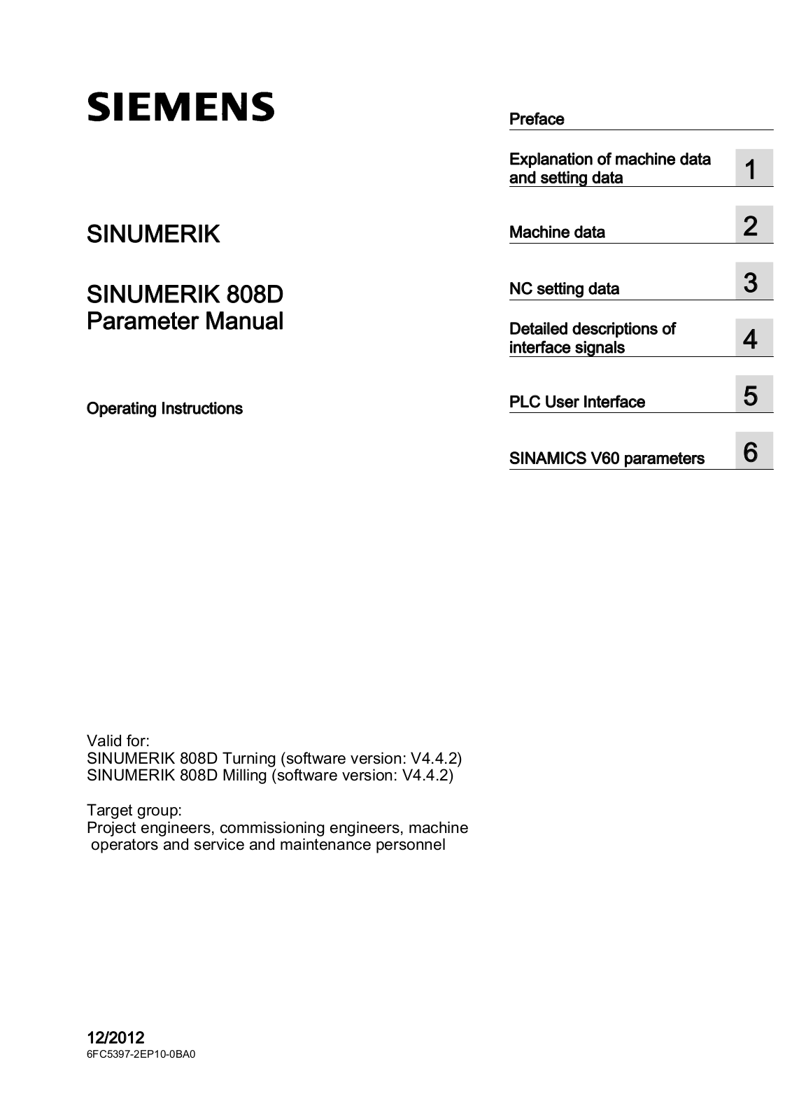 siemens 808D Parameter Manual