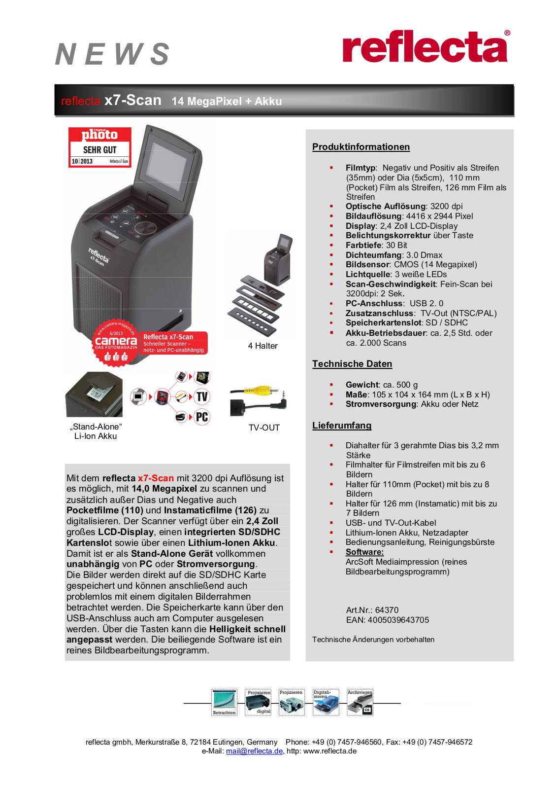 Reflecta X7-Scan User Manual