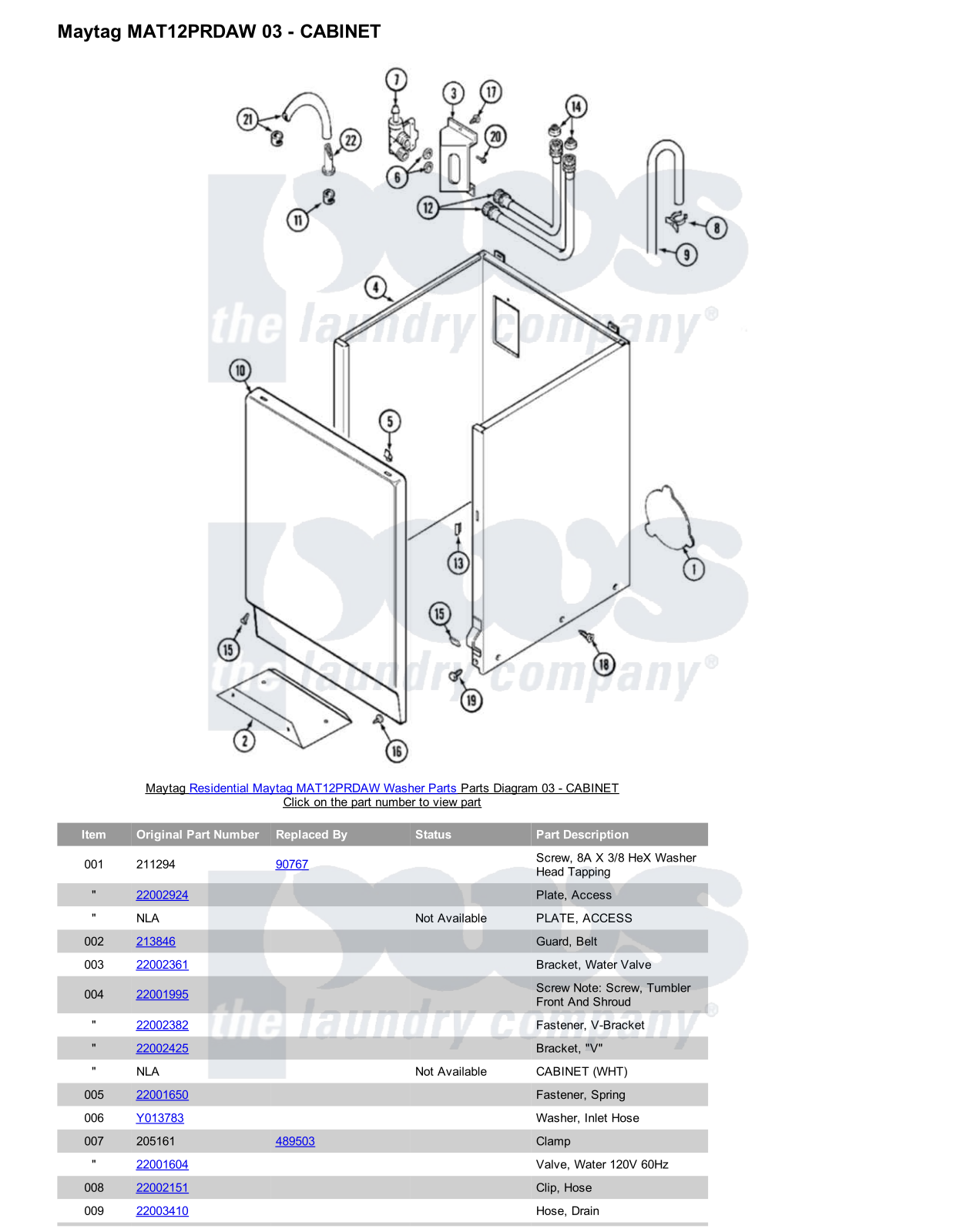 Maytag MAT12PRDAW Parts Diagram