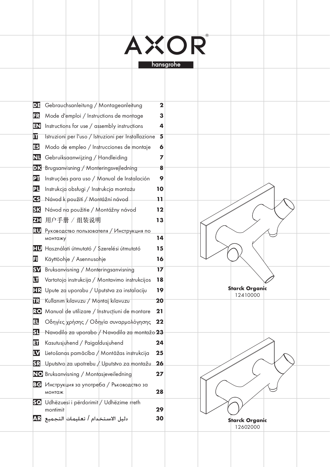 Hansgrohe 12410000, 12602000 Instructions For Use/assembly Instructions