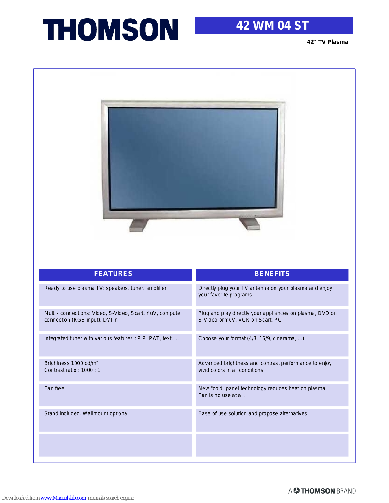 THOMSON 42 WM 04 ST Specification - ManualMachine.com