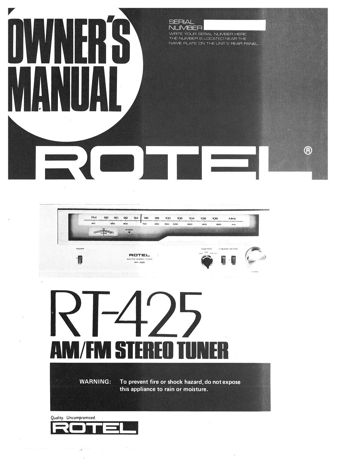 Rotel RT-425 User Manual