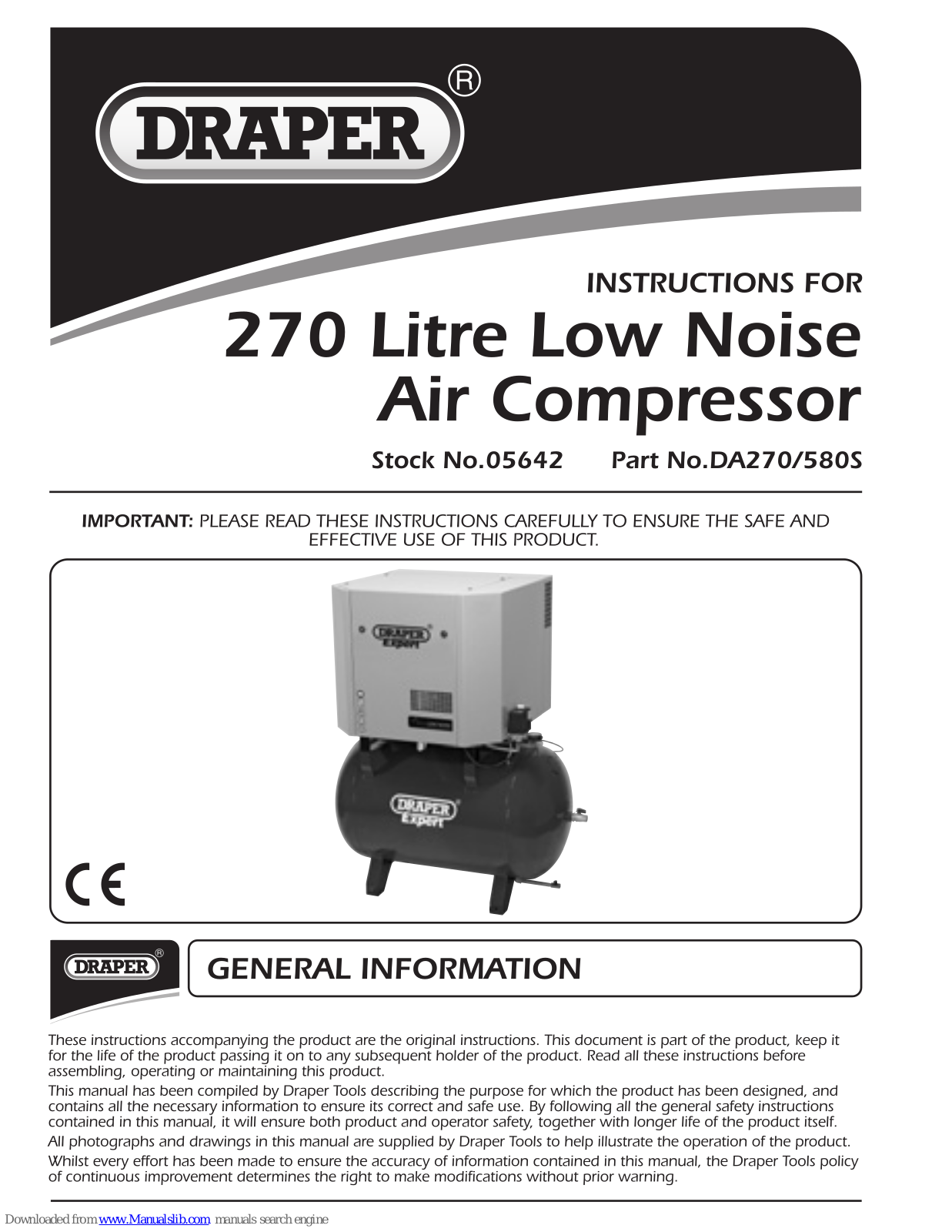 Draper DA270, DA580S Instructions Manual - ManualMachine.com