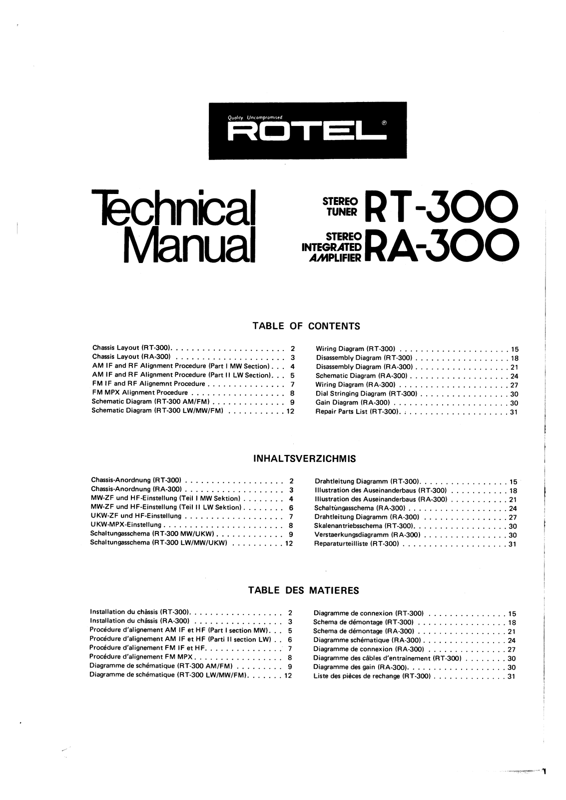 Rotel RA-300 Service manual